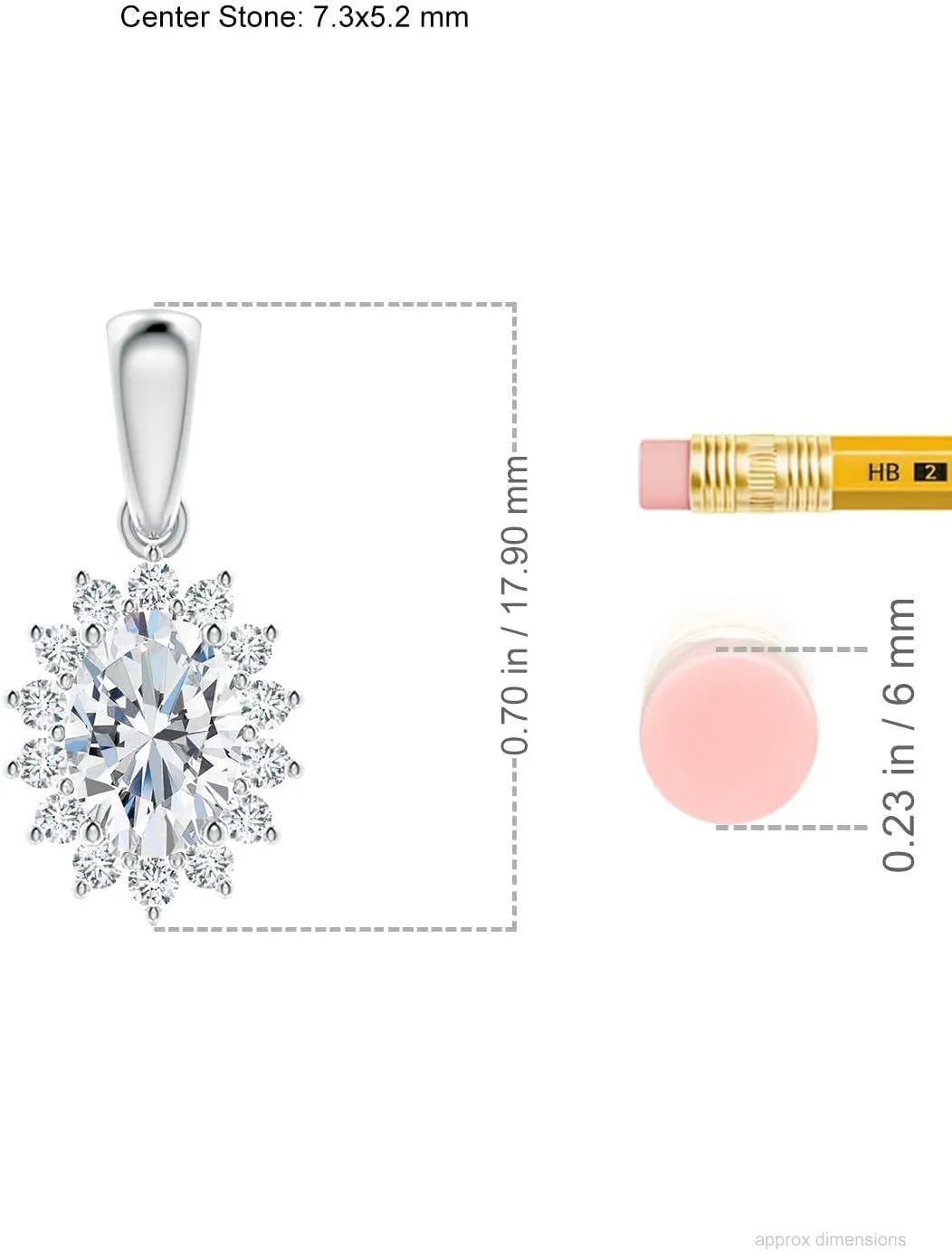 Angara Lab Grown Oval Diamond Pendant with Floral Halo in 14K Solid Gold/Platinum | April Birthstone, Birthday, Engagement, Anniversary, Wedding Jewelry Gift for Women