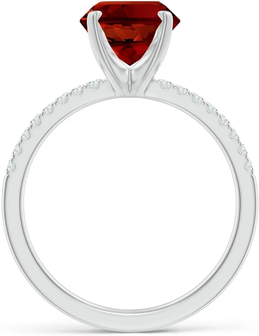 Angara Lab Grown Peg Head Oval Ruby Classic Engagement Ring in 14K Solid Gold/Platinum | July Birthstone, Birthday, Anniversary, Wedding Jewelry Gift for Women
