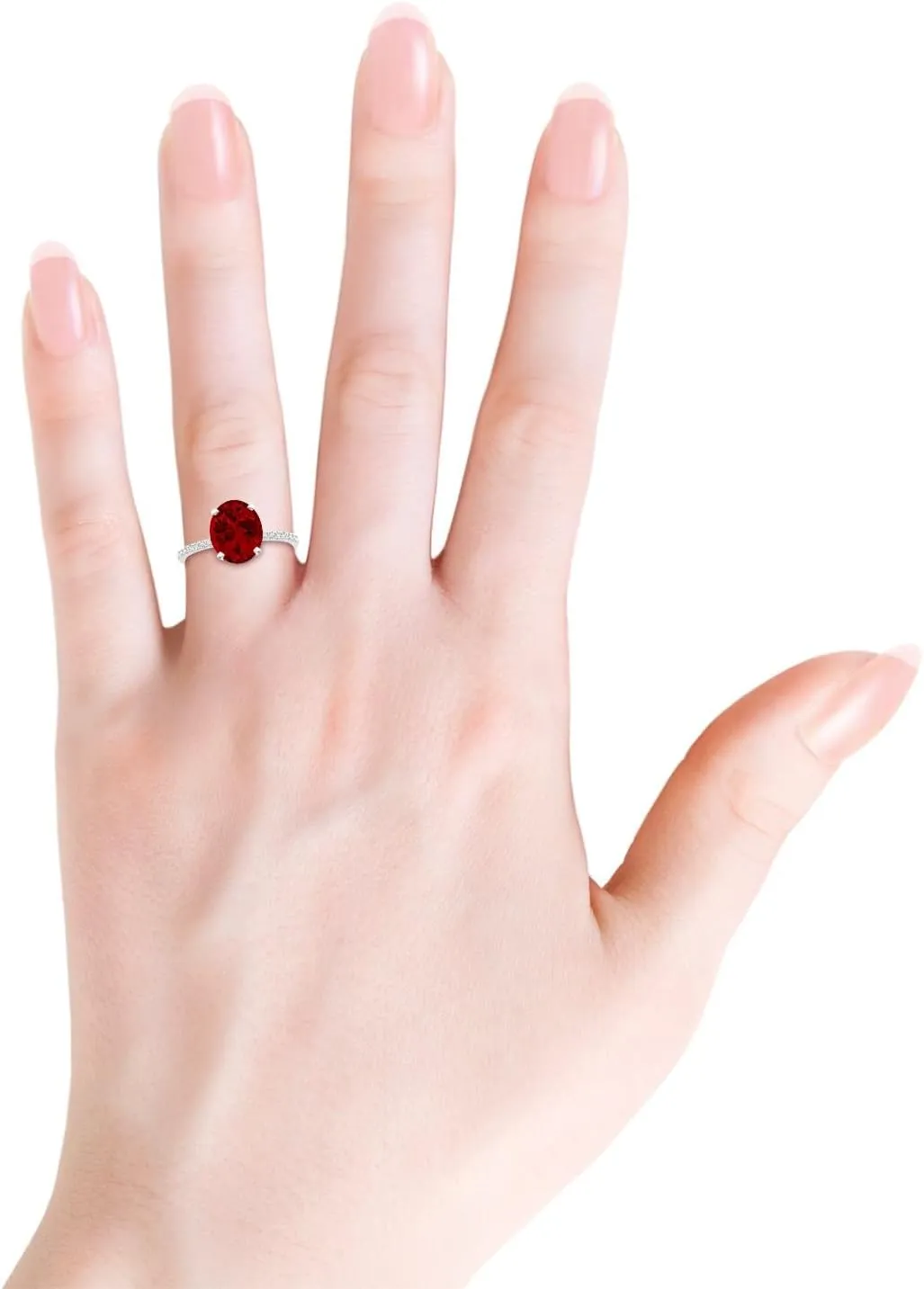 Angara Lab Grown Peg Head Oval Ruby Classic Engagement Ring in 14K Solid Gold/Platinum | July Birthstone, Birthday, Anniversary, Wedding Jewelry Gift for Women