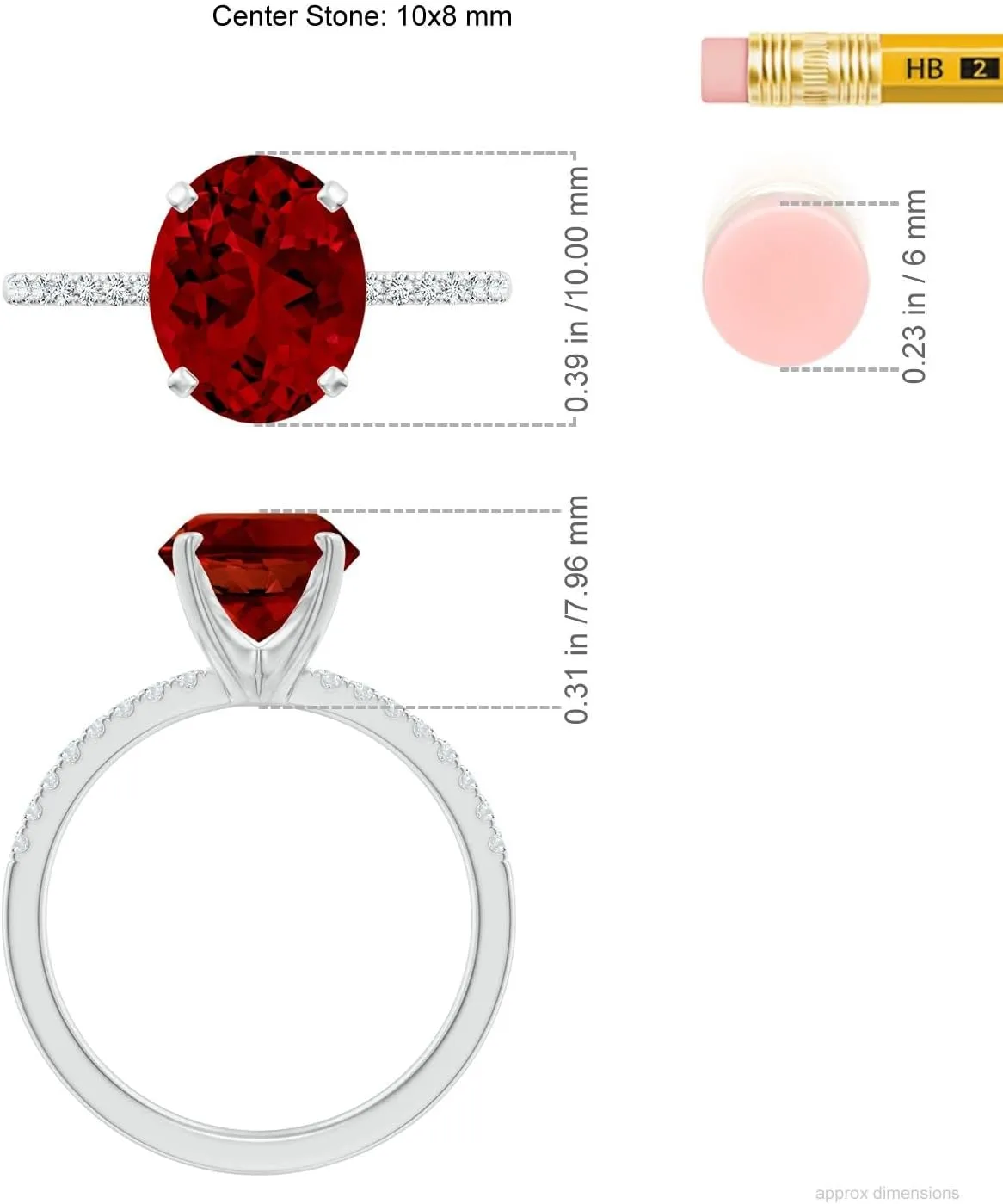 Angara Lab Grown Peg Head Oval Ruby Classic Engagement Ring in 14K Solid Gold/Platinum | July Birthstone, Birthday, Anniversary, Wedding Jewelry Gift for Women