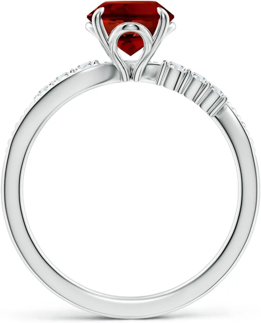 Angara Lab Grown Vintage Style Oval Ruby Bypass Shank Engagement Ring in 14K Solid Gold/Platinum | July Birthstone, Birthday, Anniversary, Wedding Jewelry Gift for Women