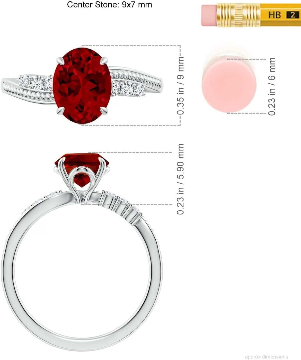 Angara Lab Grown Vintage Style Oval Ruby Bypass Shank Engagement Ring in 14K Solid Gold/Platinum | July Birthstone, Birthday, Anniversary, Wedding Jewelry Gift for Women