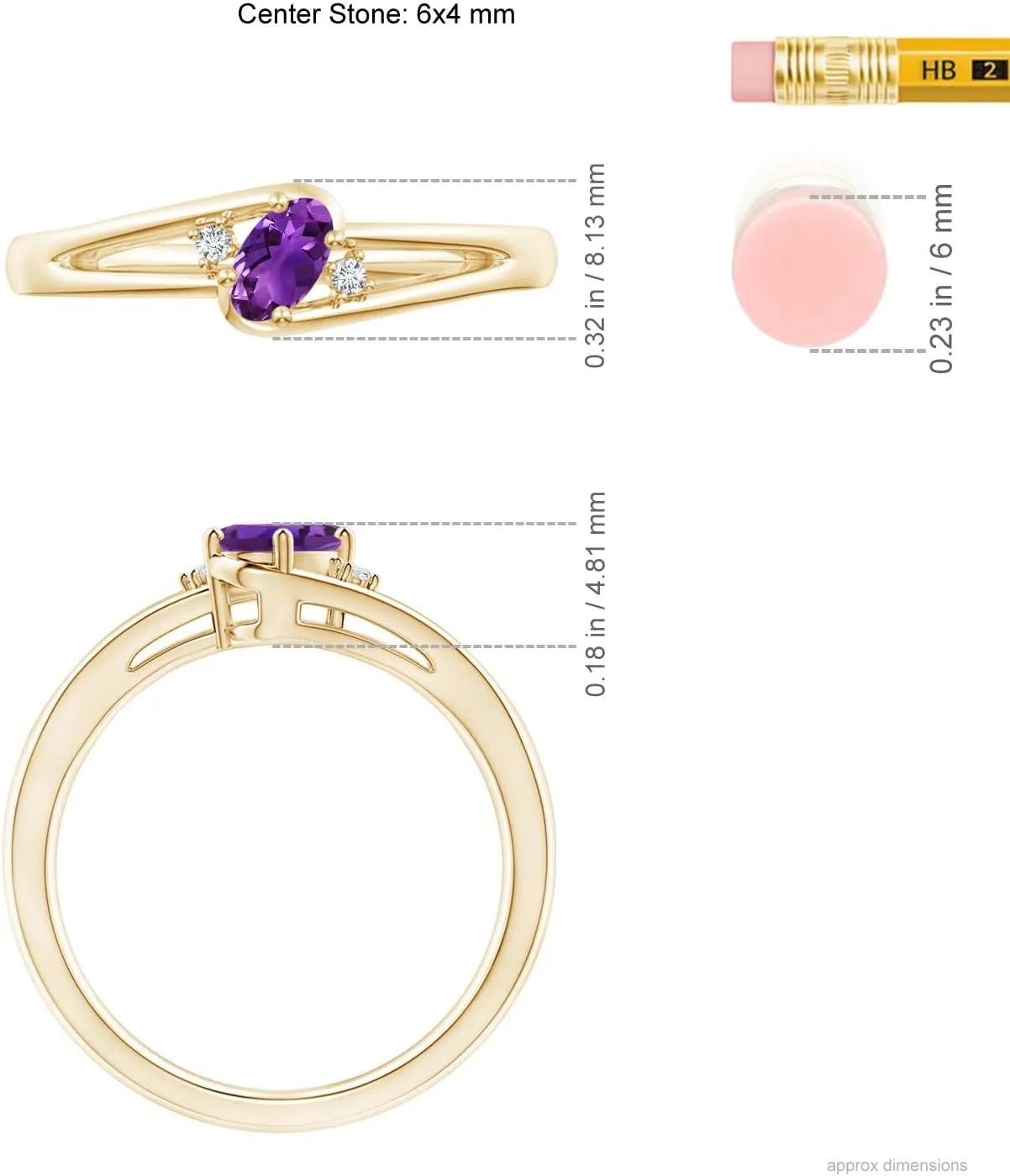 Angara Natural Amethyst and Diamond Split Shank Ring in 14K Solid Gold/Platinum | February Birthstone, Birthday, Engagement, Anniversary, Wedding Jewelry Gift for Women