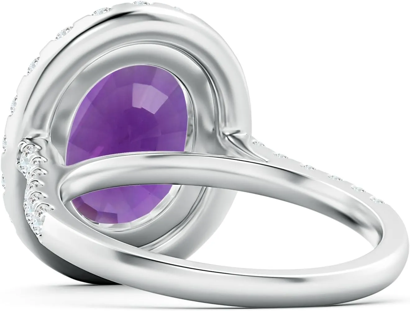 Angara Natural GIA Certified Prong-Set Oval 3.83 ct Amethyst Halo Ring with Diamonds in 14K Solid Gold/Platinum for Women | February Birthstone Jewelry for Women