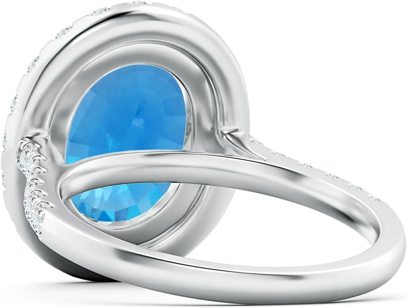 Angara Natural GIA Certified Prong-Set Oval 4.9 ct Swiss Blue Topaz Halo Ring with Diamonds in 14K Solid Gold/Platinum for Women | November Birthstone Jewelry for Women