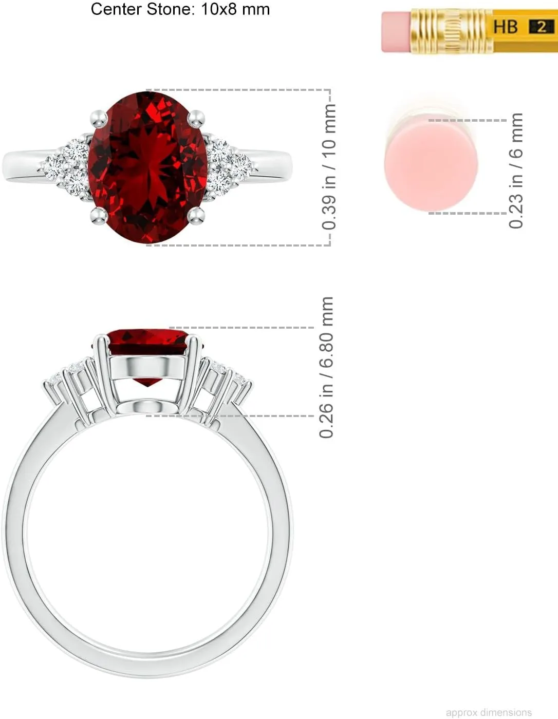 Angara Oval Shape Lab Grown Ruby and Diamond Solitaire Promise Ring in 14K Solid Gold/Platinum | July Birthstone, Birthday, Engagement, Anniversary, Wedding Jewelry Gift for Women