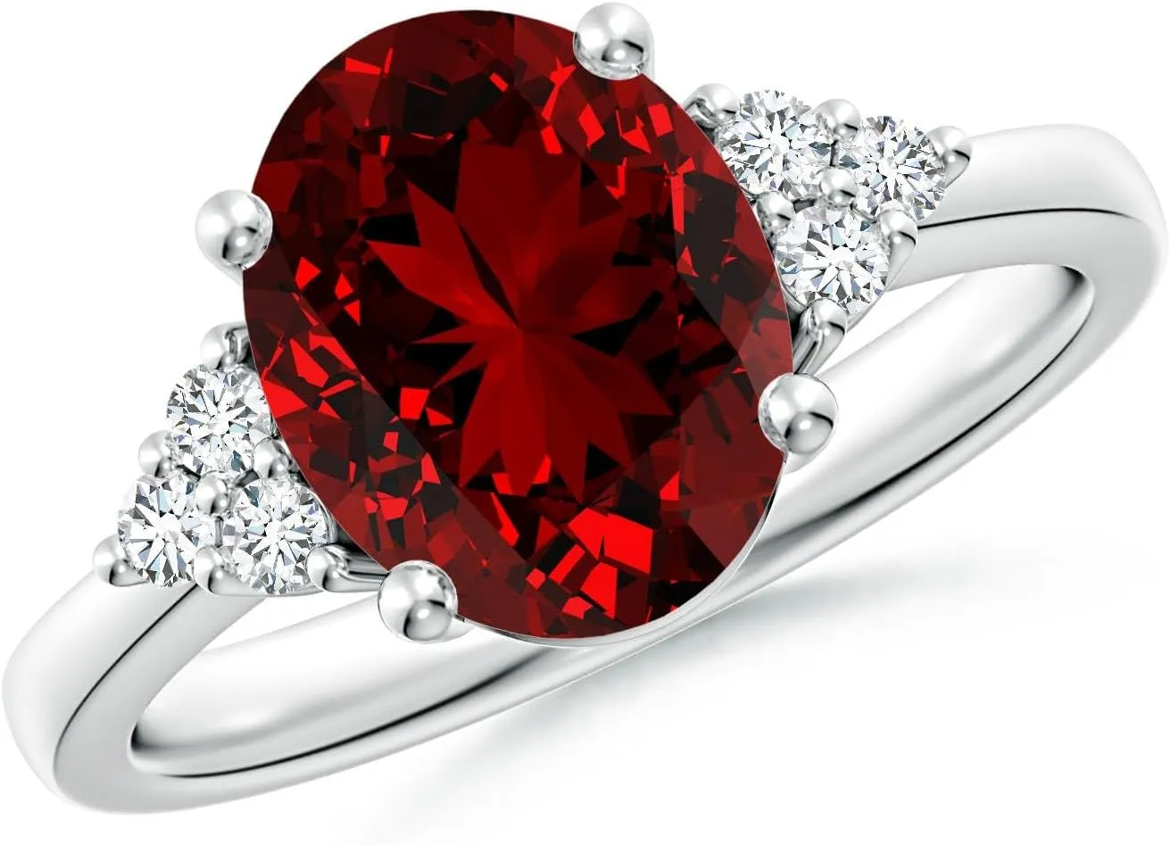 Angara Oval Shape Lab Grown Ruby and Diamond Solitaire Promise Ring in 14K Solid Gold/Platinum | July Birthstone, Birthday, Engagement, Anniversary, Wedding Jewelry Gift for Women