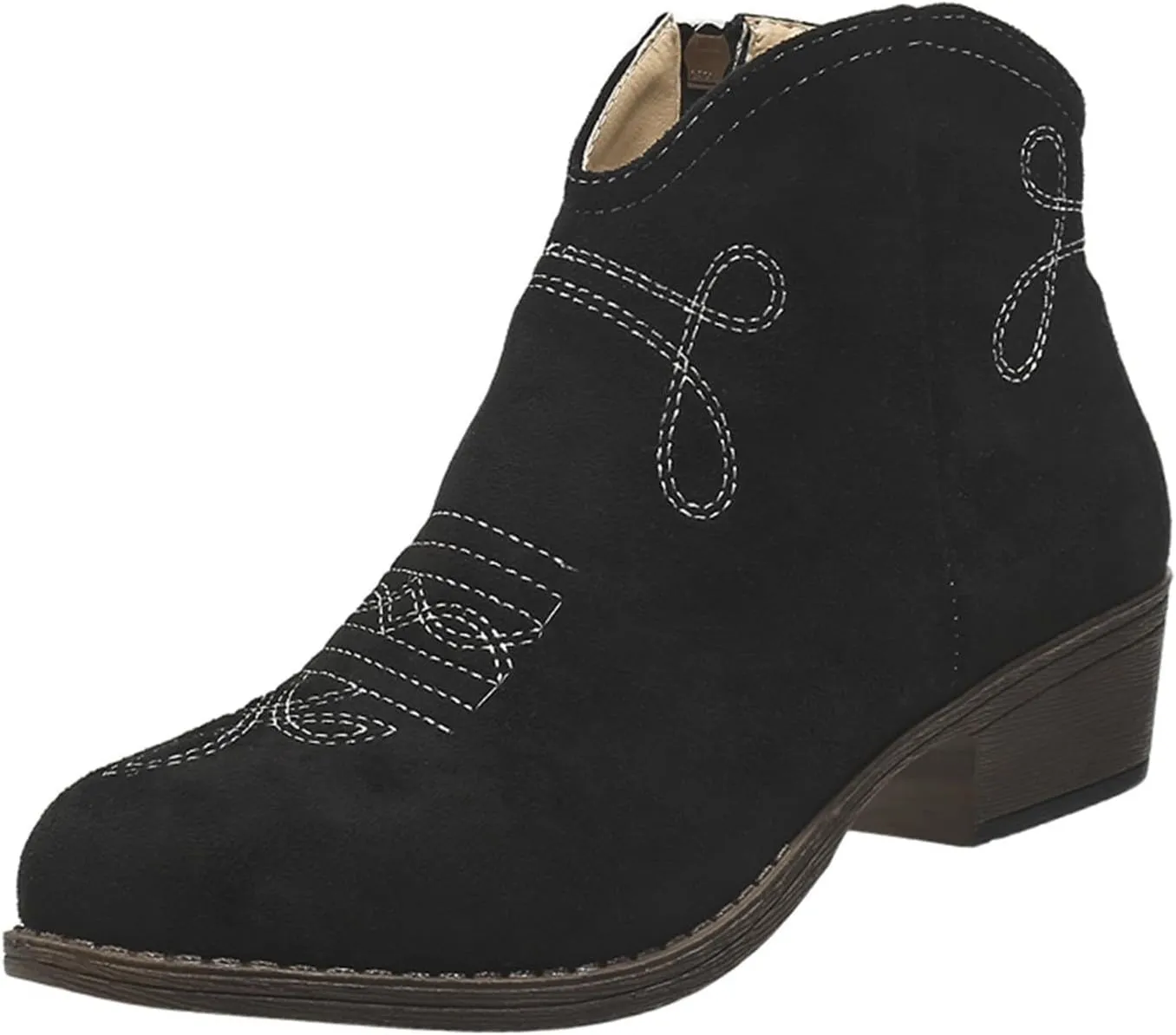 Ankle Boots for Women Dressy Winter Boots 2024 Casual Retro Pointed Toe Lace-up Leather Shoe Zipper Low Heel Booties