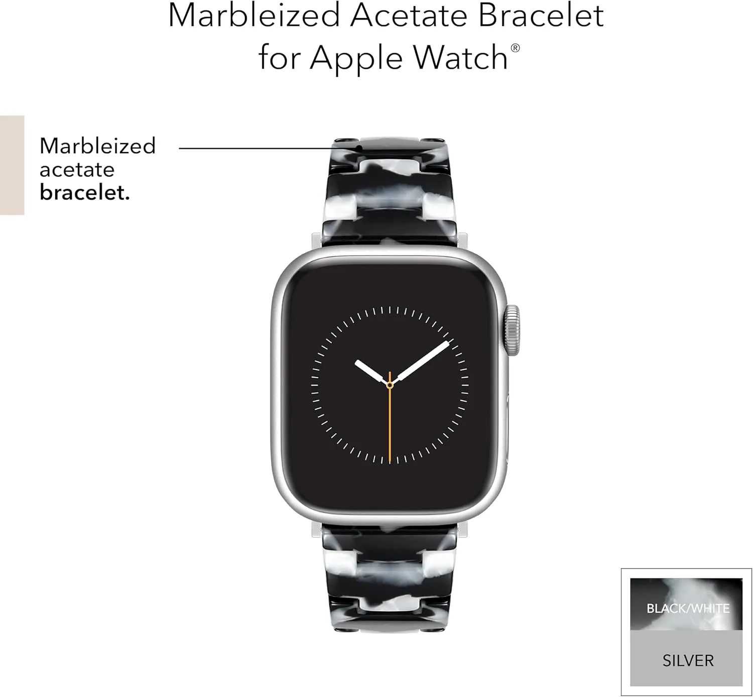 Anne Klein Women's Acetate Fashion Band for Apple Watch Secure, Adjustable, Apple Watch Band Replacement, Fits Most Wrists