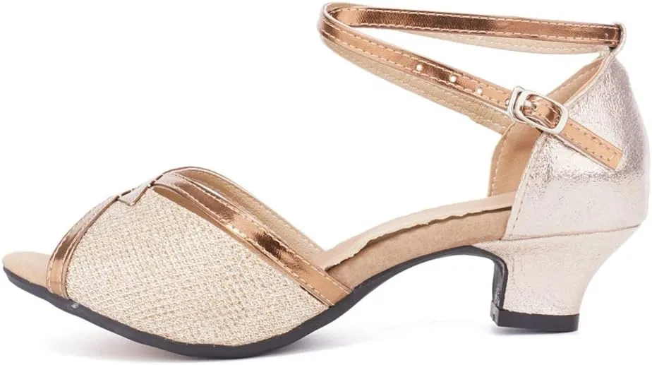 AOQUNFS Women Ballroom Dance Shoes Latin Salsa Practice Performance Low Heel Dancing Shoes,DY01