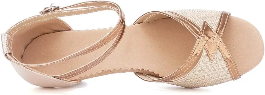 AOQUNFS Women Ballroom Dance Shoes Latin Salsa Practice Performance Low Heel Dancing Shoes,DY01