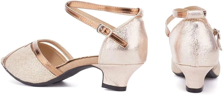 AOQUNFS Women Ballroom Dance Shoes Latin Salsa Practice Performance Low Heel Dancing Shoes,DY01