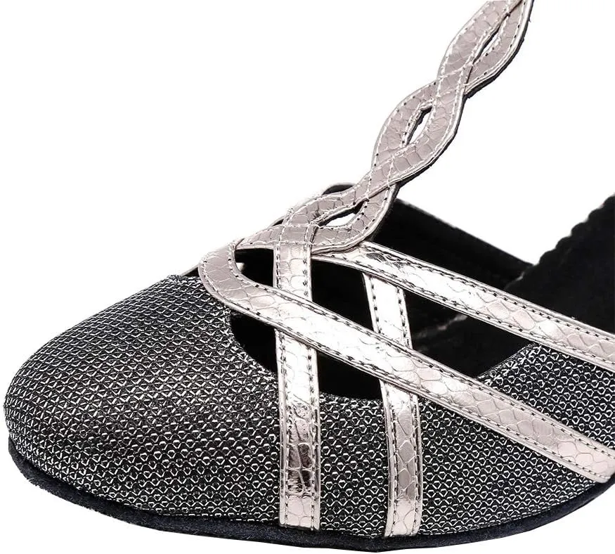AOQUNFS Women Ballroom Dance Shoes Latin Salsa Practice Performance Low Heel Dancing Shoes,L322