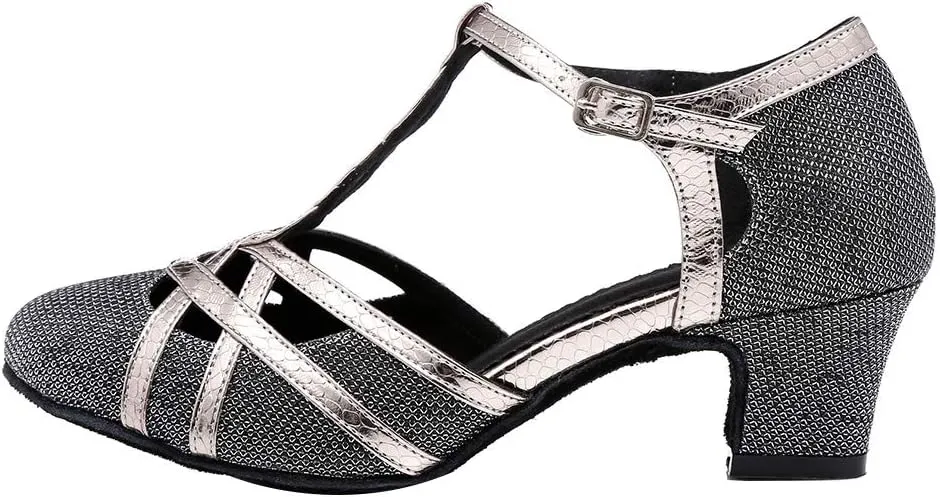 AOQUNFS Women Ballroom Dance Shoes Latin Salsa Practice Performance Low Heel Dancing Shoes,L322
