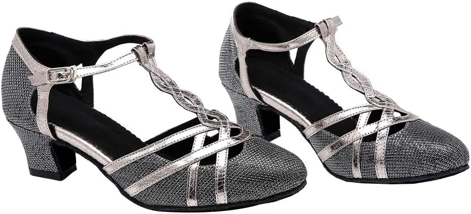 AOQUNFS Women Ballroom Dance Shoes Latin Salsa Practice Performance Low Heel Dancing Shoes,L322