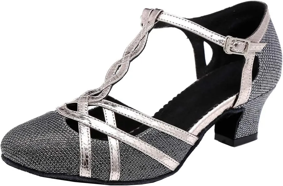 AOQUNFS Women Ballroom Dance Shoes Latin Salsa Practice Performance Low Heel Dancing Shoes,L322