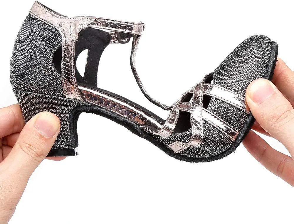 AOQUNFS Women Ballroom Dance Shoes Latin Salsa Practice Performance Low Heel Dancing Shoes,L322