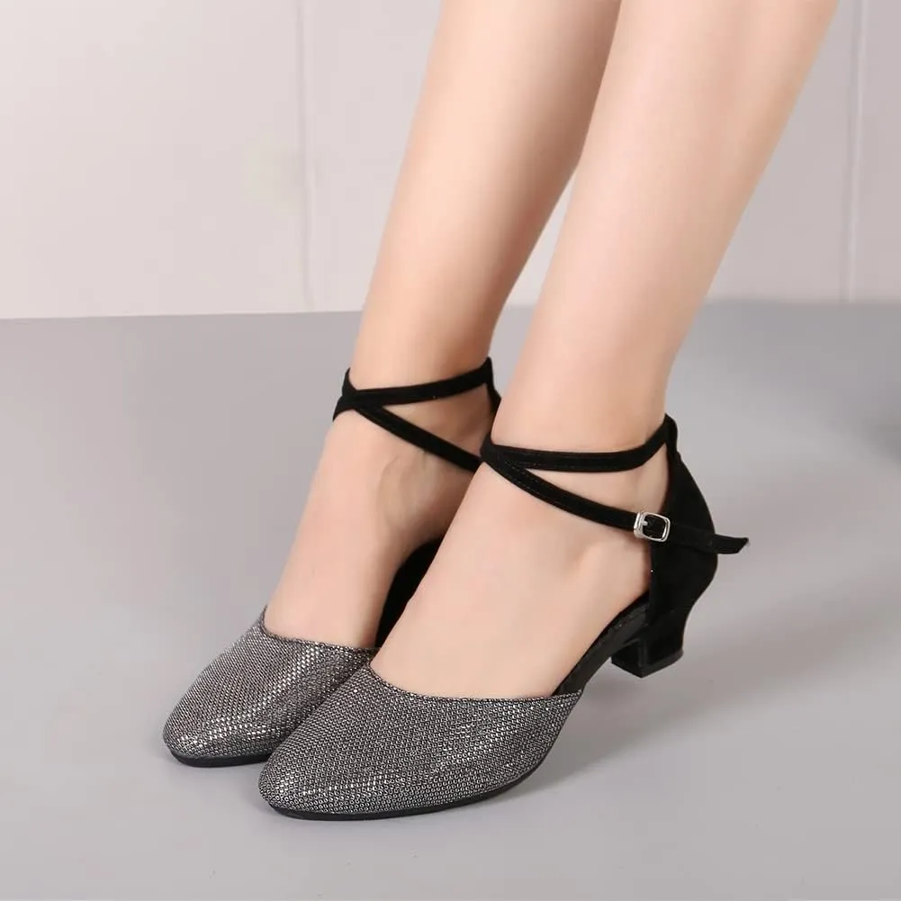 AOQUNFS Women Latin Dance Shoes Ballroom Salsa Low Heel Performance Dancing Shoes,DY117