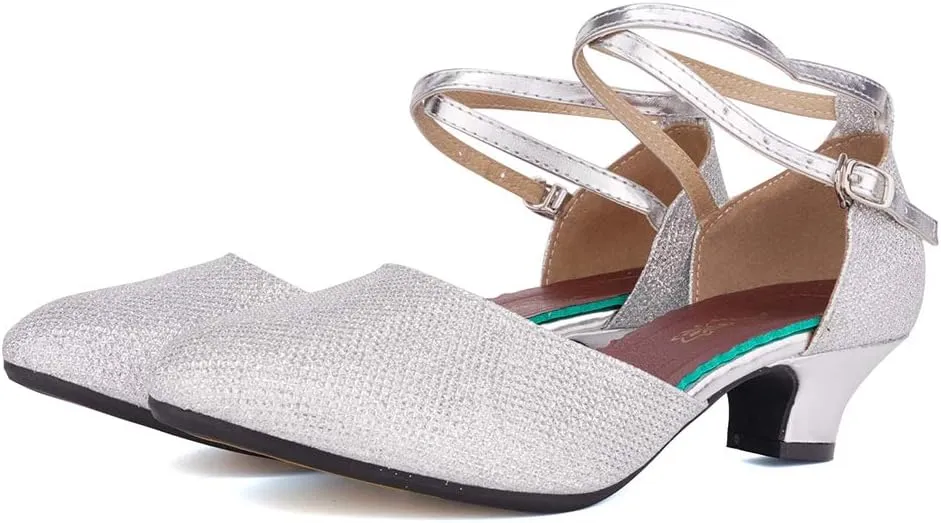 AOQUNFS Women Latin Dance Shoes Ballroom Salsa Low Heel Performance Dancing Shoes,DY117