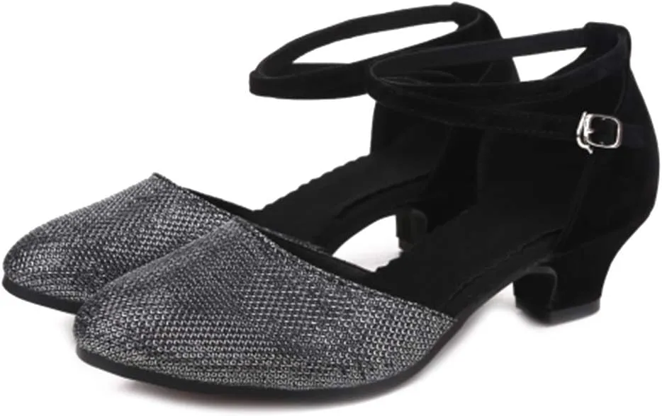 AOQUNFS Women Latin Dance Shoes Ballroom Salsa Low Heel Performance Dancing Shoes,DY117