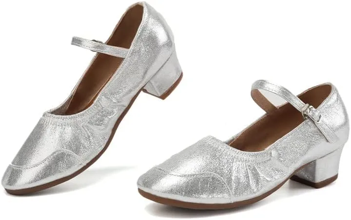 AOQUNFS Women's Latin Dance Shoes Close Toe Ballroom Salsa Performance Pratice Dancing Shoes