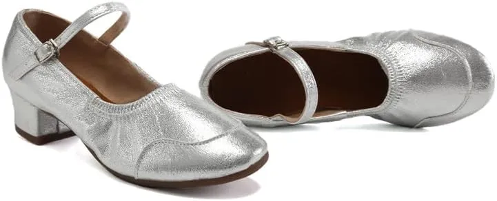 AOQUNFS Women's Latin Dance Shoes Close Toe Ballroom Salsa Performance Pratice Dancing Shoes