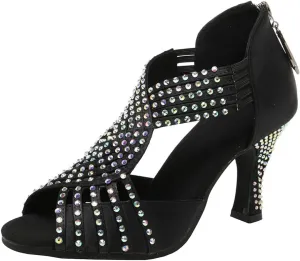 AOQUNFS Women's Latin Dance Shoes Rhinestones Ballroom Salsa Practice Performance Dancing Shoes,Model 086