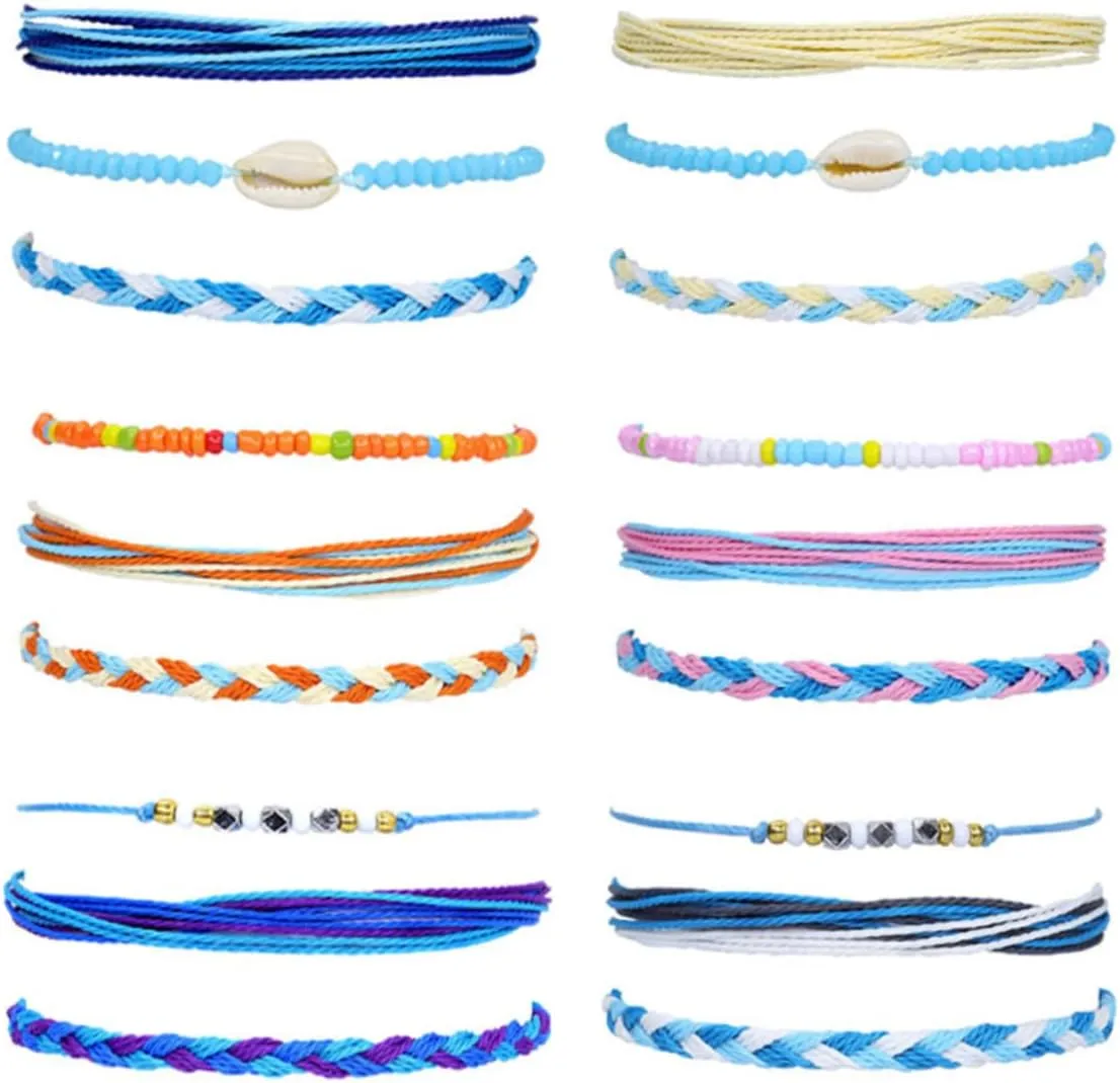 Beach Inspired Handmade Bracelet Waxed Thread Seashell Woven Bangle Stylish