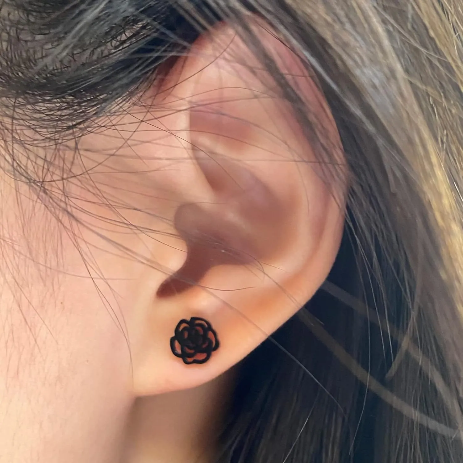 Black Stud Earrings for Women Batman Bowtie Heart Lucky Charm Peace Question Robot Rose Flower Star Stainless Steel Birthday Anniversary Mothers Day