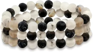 Bling Jewelry Natural Multi Color Semi Precious Gemstone Round Bead 8MM Strand Stackable Stretch Bracelet For Women Men Teen Unisex