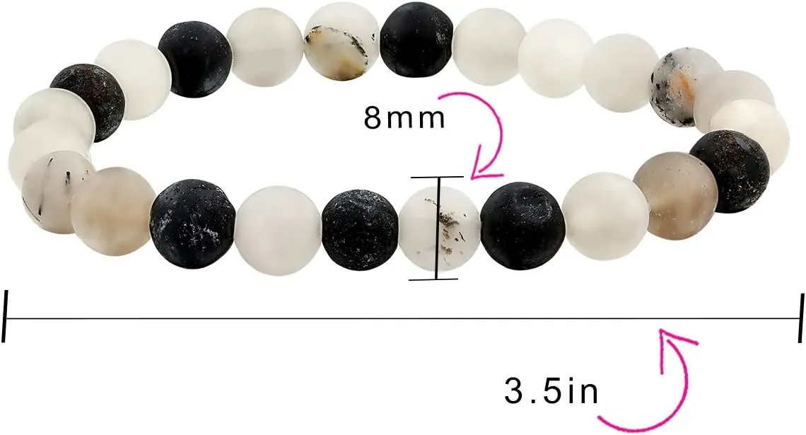 Bling Jewelry Natural Multi Color Semi Precious Gemstone Round Bead 8MM Strand Stackable Stretch Bracelet For Women Men Teen Unisex