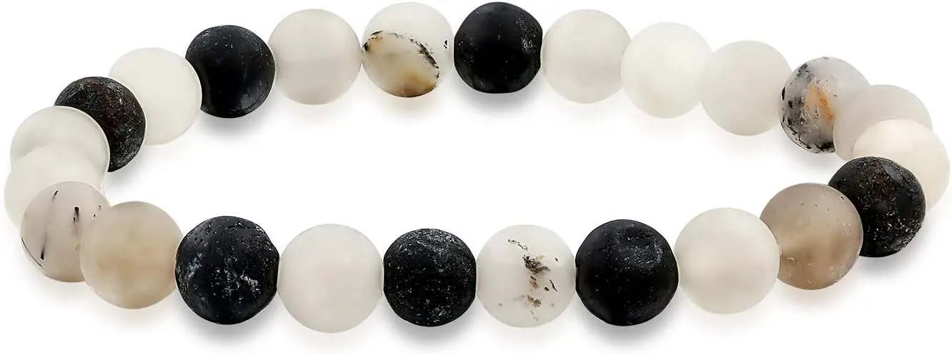 Bling Jewelry Natural Multi Color Semi Precious Gemstone Round Bead 8MM Strand Stackable Stretch Bracelet For Women Men Teen Unisex