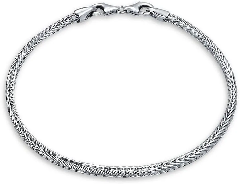 Bling Jewelry Snake Chain Starter Charm Fits European Beads Bracelet For Women Teen Strong .925 Sterling Silver Lobster Claw Clasp