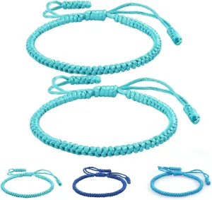 Blue Friendship Bracelets, Blue Friendship Bracelets for Women, Blue Rope Knots Friendship Bracelet, Blue Bracelets for Women (Lake Blue-2Pcs)
