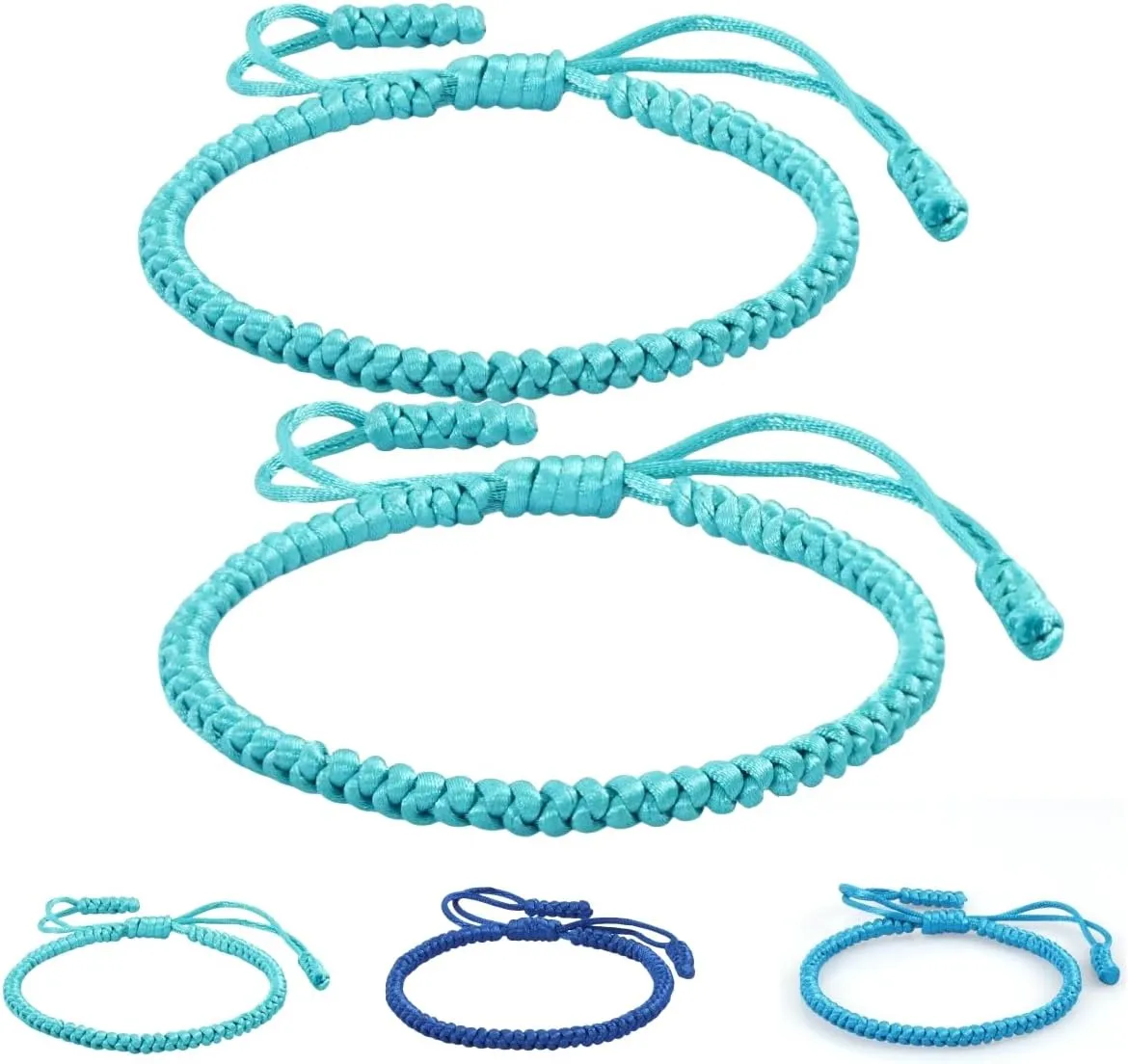 Blue Friendship Bracelets, Blue Friendship Bracelets for Women, Blue Rope Knots Friendship Bracelet, Blue Bracelets for Women (Lake Blue-2Pcs)