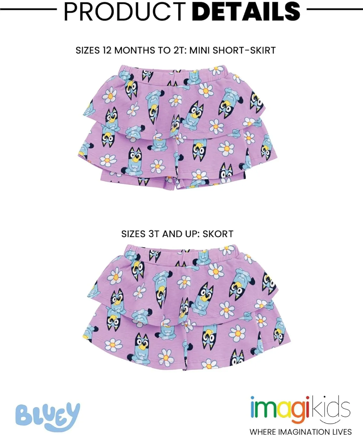 Bluey Floral 2 Pack Skorts Infant to Big Kid
