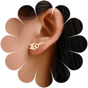 Boho Butterfly Ear Climber Earrings Gold Butterfly Crawler Earrings Vintage Minimalist Tiny Butterfly Cuff Studs Jewelry for Women