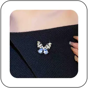 Boho Crystal Butterfly Brooches Pin Pearl Shell Resin Butterfly Brooch Pin Hollow Butterfly Wing Brooch Lepel Pin Rhinestone Butterfly Brooch Pin Decorative Collar Safety Pins(Green Resin 1)