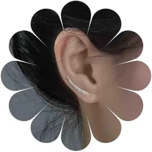 Boho Ear Climber Crawler Earrings Curved Bar Crawler Earrings Silver Bar Climber Wrap Earrings Long Bar stud Earrings Jewelry for Women