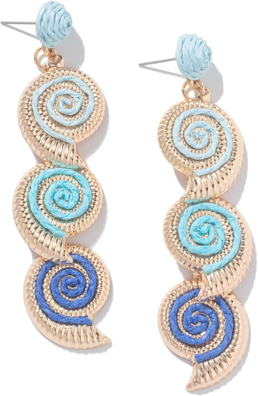Boho Raffia Earrings Starfish Shell Seashell Dangle Drop Earrings Cute Statemnet Trendy Summer Beach Jewelry for Women