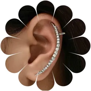 Boho Rhinestone Ear Cuff Earrings CZ Rhinestone Ear Climber Earrings Gold Crystal Wrap Crawler Earrings Non Piercing Clip on Earrings Jewelry for Women