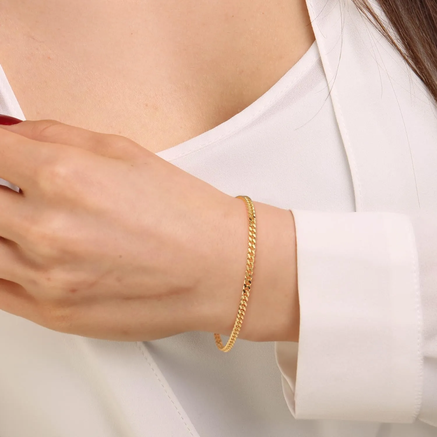 Bracelets for Women 14K Gold Bracelets Classic Cuban Chain Charm Bracelet Fashion Jewelry Gifts for Women 6.5/7/7.5/8/9 in