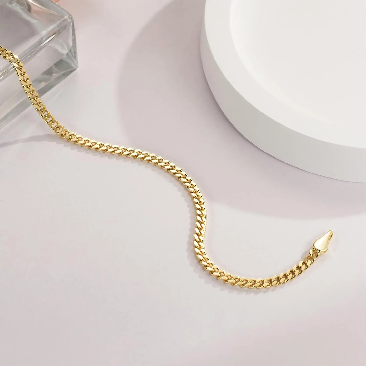 Bracelets for Women 14K Gold Bracelets Classic Cuban Chain Charm Bracelet Fashion Jewelry Gifts for Women 6.5/7/7.5/8/9 in