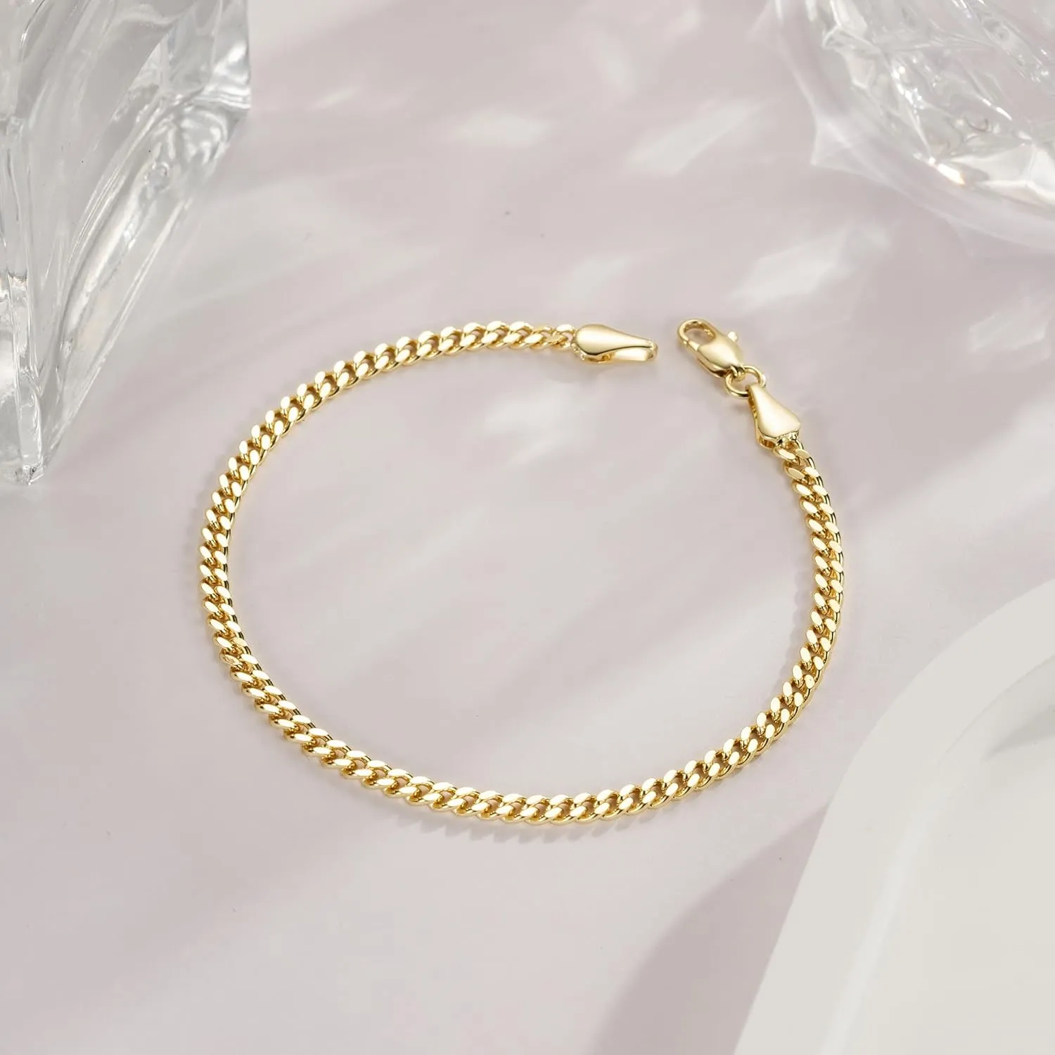 Bracelets for Women 14K Gold Bracelets Classic Cuban Chain Charm Bracelet Fashion Jewelry Gifts for Women 6.5/7/7.5/8/9 in