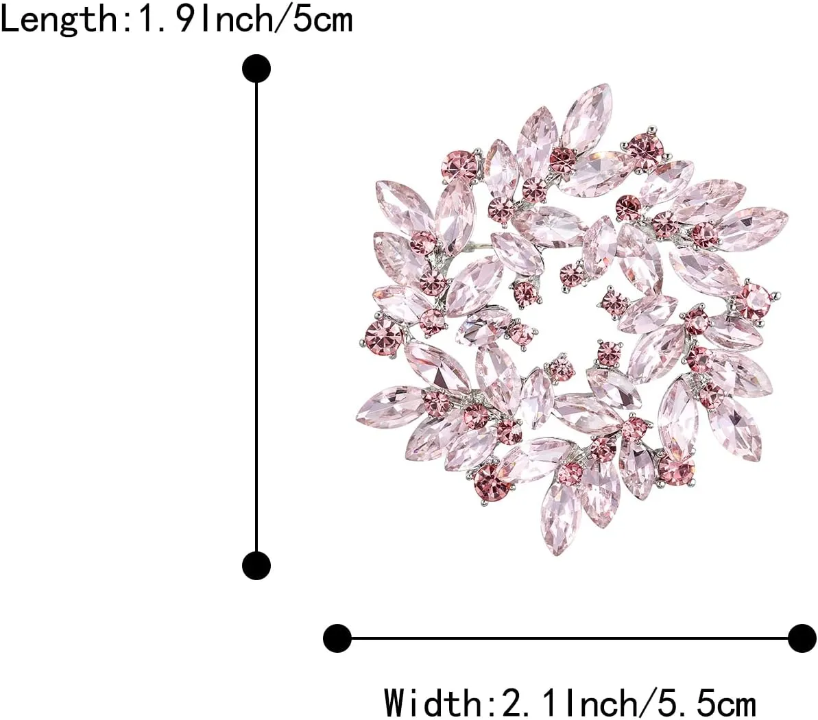BriLove Austrian Crystal Rhinestone Elegant Flower Marquise Wreath Brooches for Women