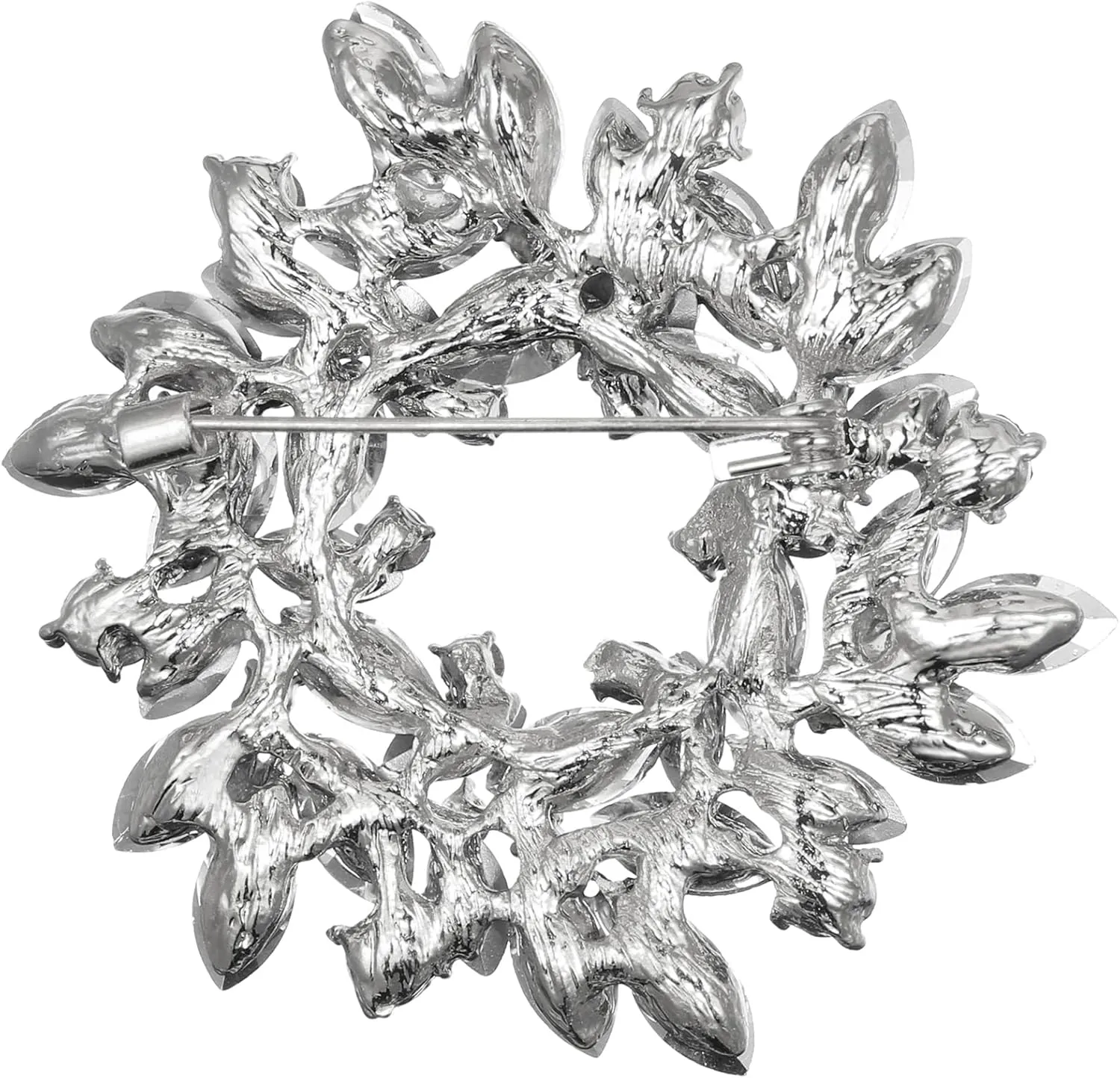 BriLove Austrian Crystal Rhinestone Elegant Flower Marquise Wreath Brooches for Women