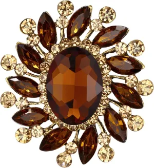 BriLove Austrian Crystal Rhinestone Gorgeous Oval Marquise Brooches for Women