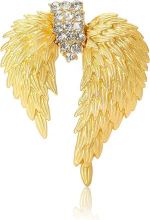 Brooch Pins Gold Angel Wing Rhinestone Lapel Brooches for Women Fashion Jewelry Clothing Decoration Accessorie 
