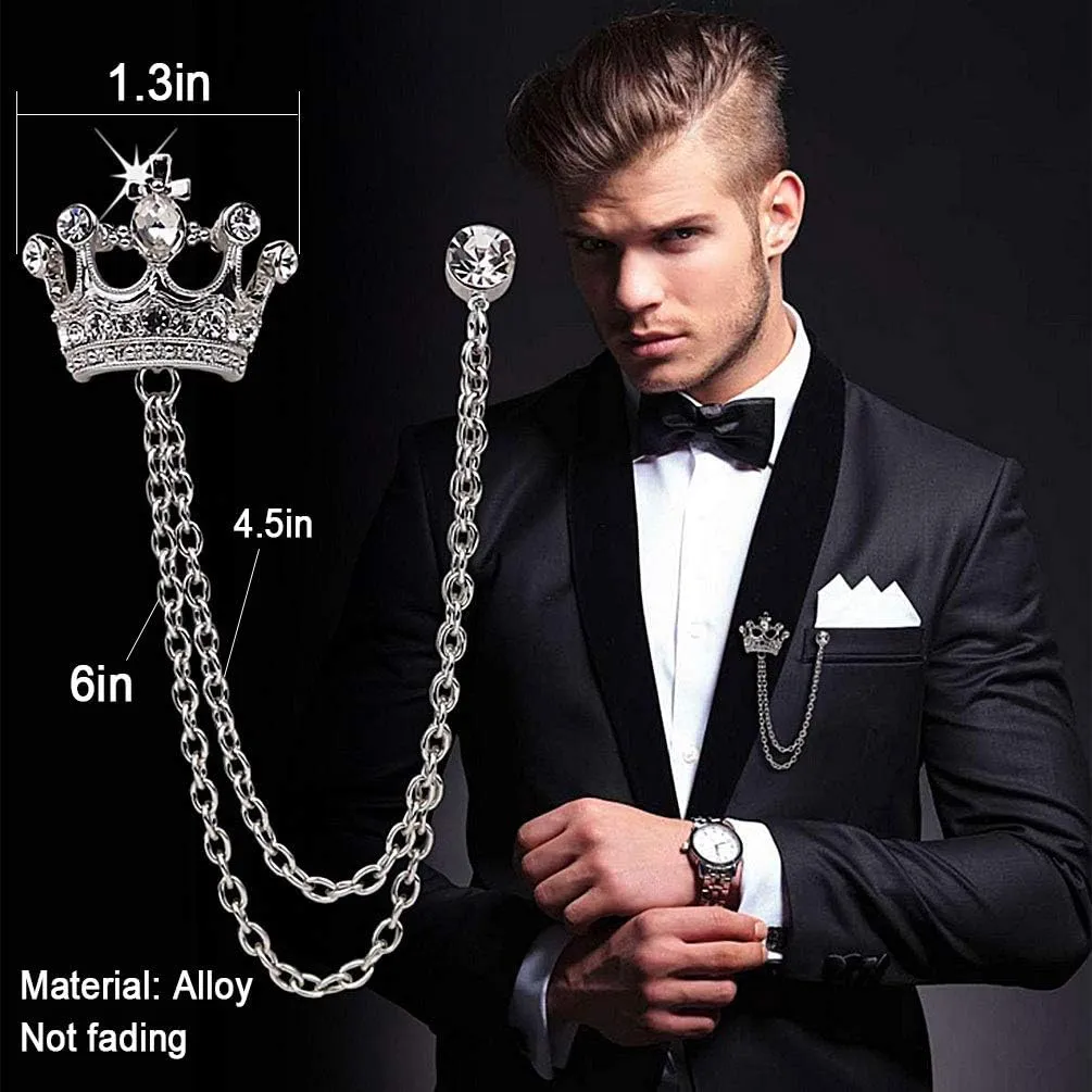 Brooches Pin for Men Shirts Collar Chain Brooch Pin Lapel Stick