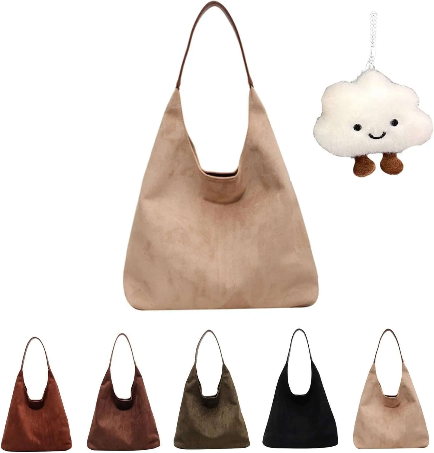 Brown Suede Tote, Top-Handle Tote Bags, Leather Armpit Bag,Casual Shoulder Hobo Bag, Handbag Crossbody Bag